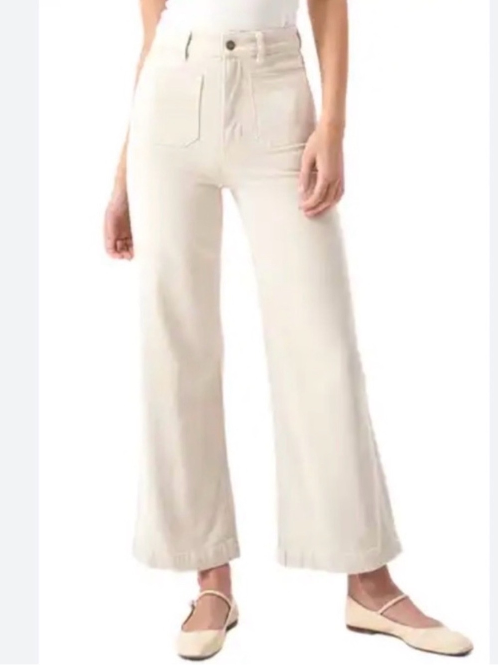 Oat New York High-Waist Wide-Leg Pants in Cream